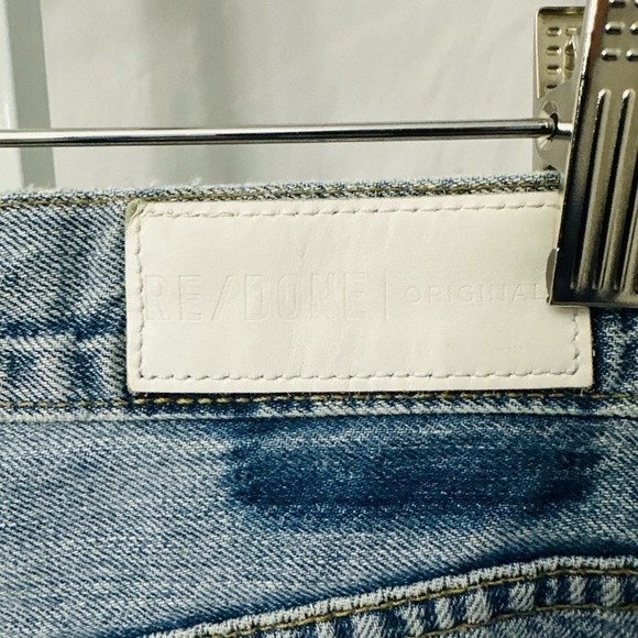 Re Done High Rise Crop Flare Button Fly Jeans Light Wash 28 - Picture 9 of 11